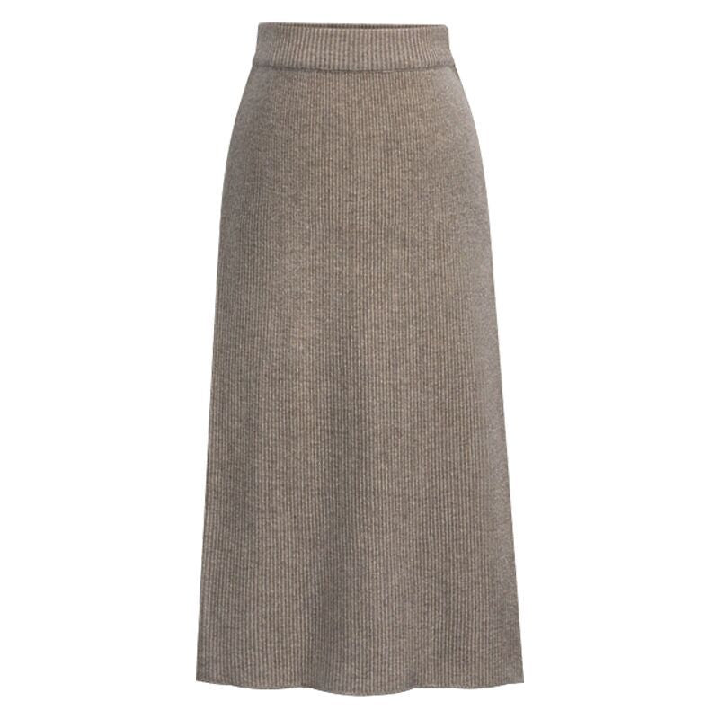 Winter Wool Skirt Women's Mid-Length Plus Size Angela Red Woolen Skirt Slit Hip Skirt High Waist Long Skirt