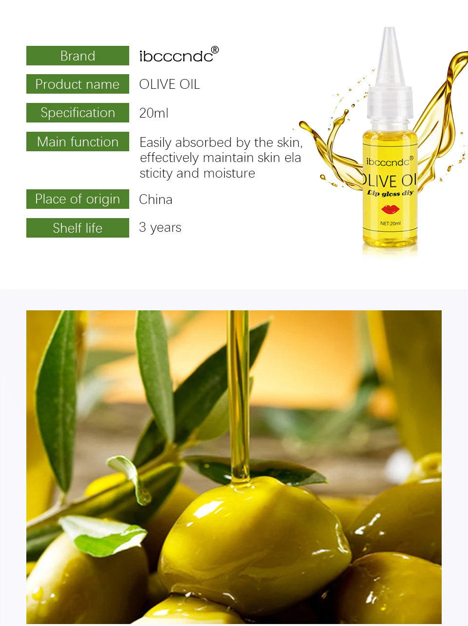 Moisturizing Oil Olive Oil Nourishing Firming Skin Face Lip Massage Oil for Lip Gloss DIY Versagel Vitamin