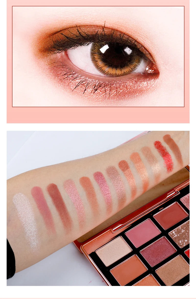 Wholesale 12 Colors Rose Gold Eyeshadow Palette Private Label Vegan Makeup Glitter Eye Powder Make Your Own Custom Eyeshadow