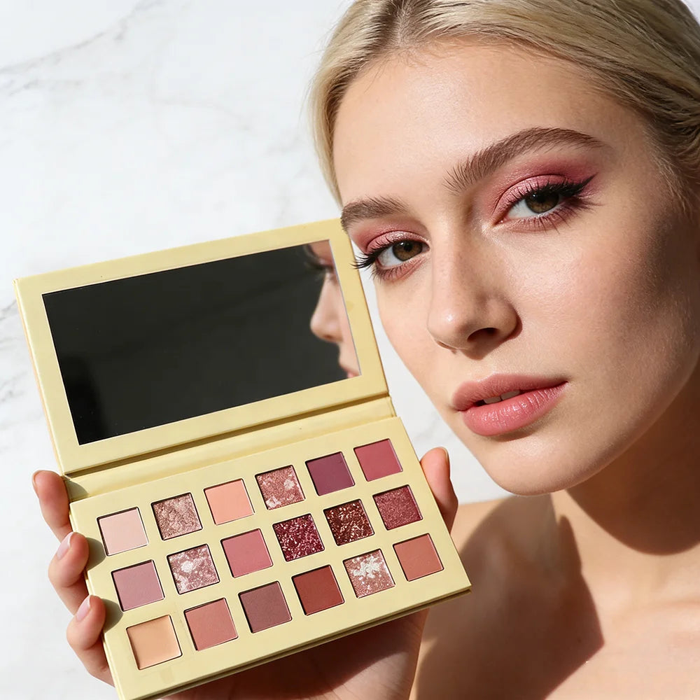Custom 18 Colors Eyeshadow Palette Matte Shimmer Glitter Neutral Long-Lasting Waterproof Private Label Eye Makeup Cosmetics