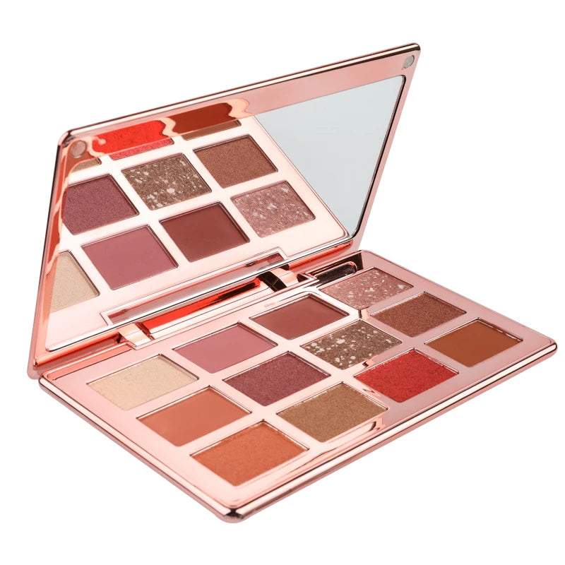 Wholesale 12 Colors Rose Gold Eyeshadow Palette Private Label Vegan Makeup Glitter Eye Powder Make Your Own Custom Eyeshadow