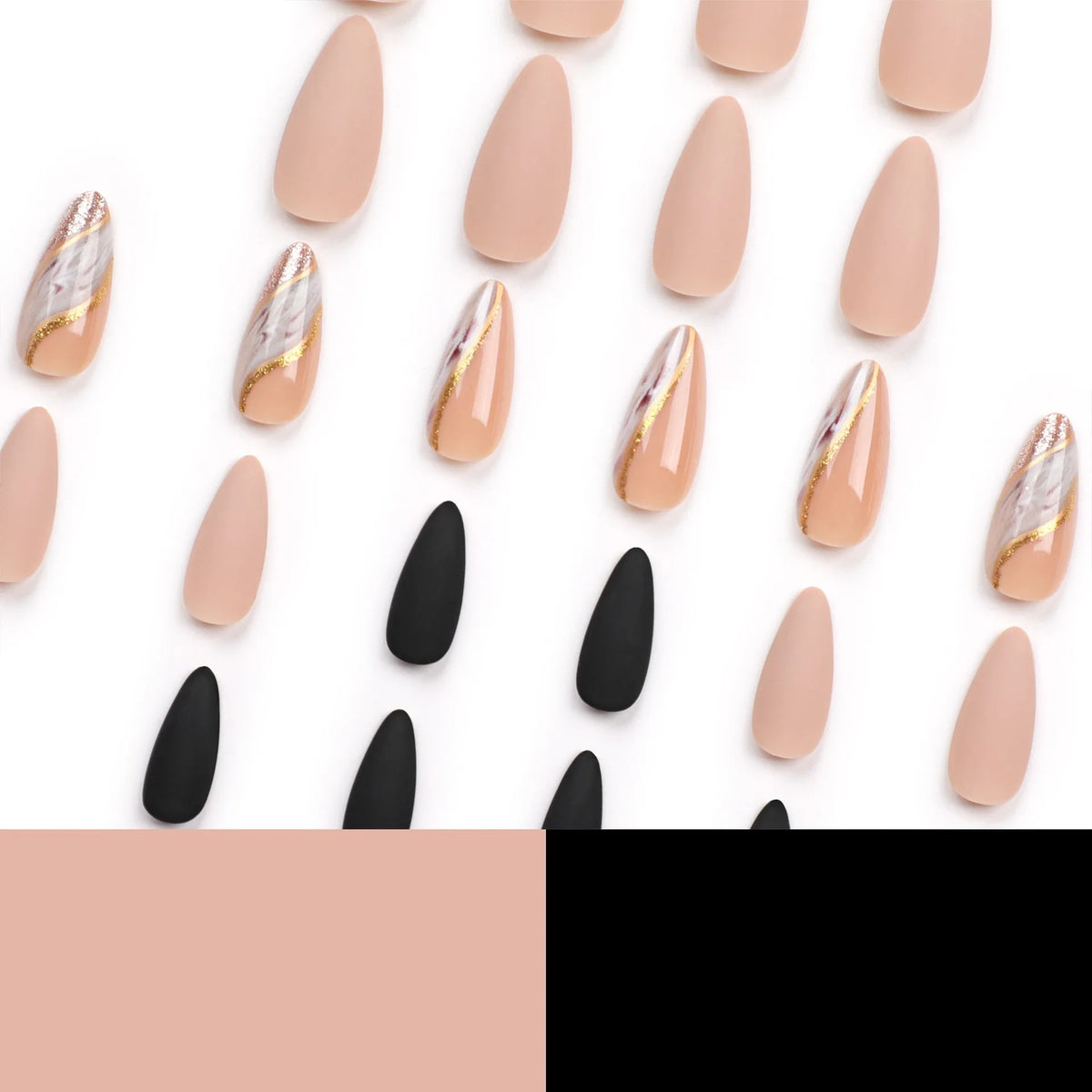 24 Pcs Almond-shaped Nails Art Acrylic Press on Nails Artificial Fingernails Customize Candy False Nails for Dating Party 3023