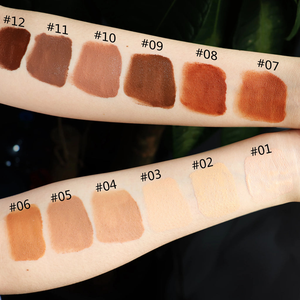OEM 12-Color Liquid Foundation and Face Concealer Makeup Best Waterproof Powder Foundation for All Skin Tone