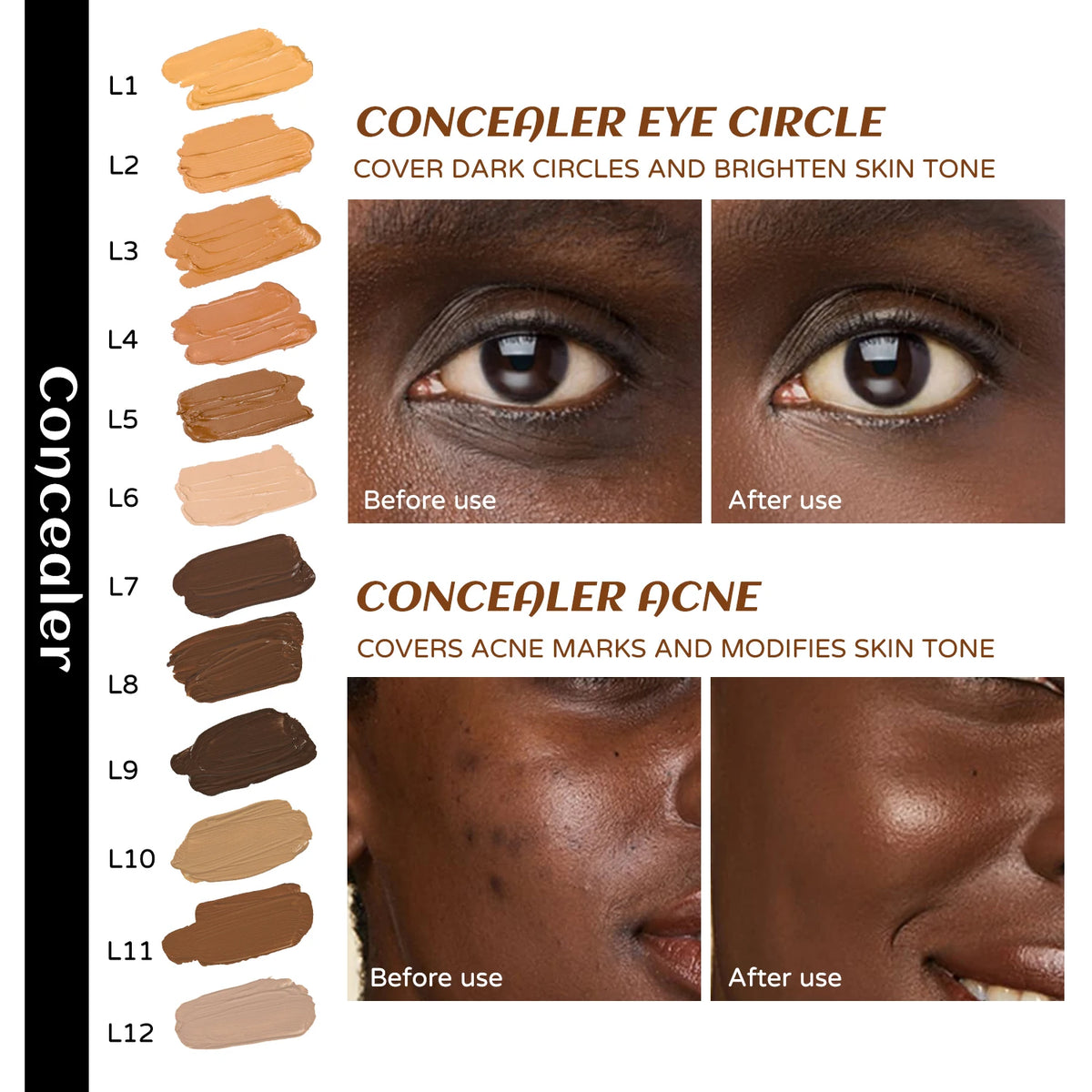 Wholesale Waterproof Liquid Concealer Private Label Makeup Color Corrector Full Coverage Concealer