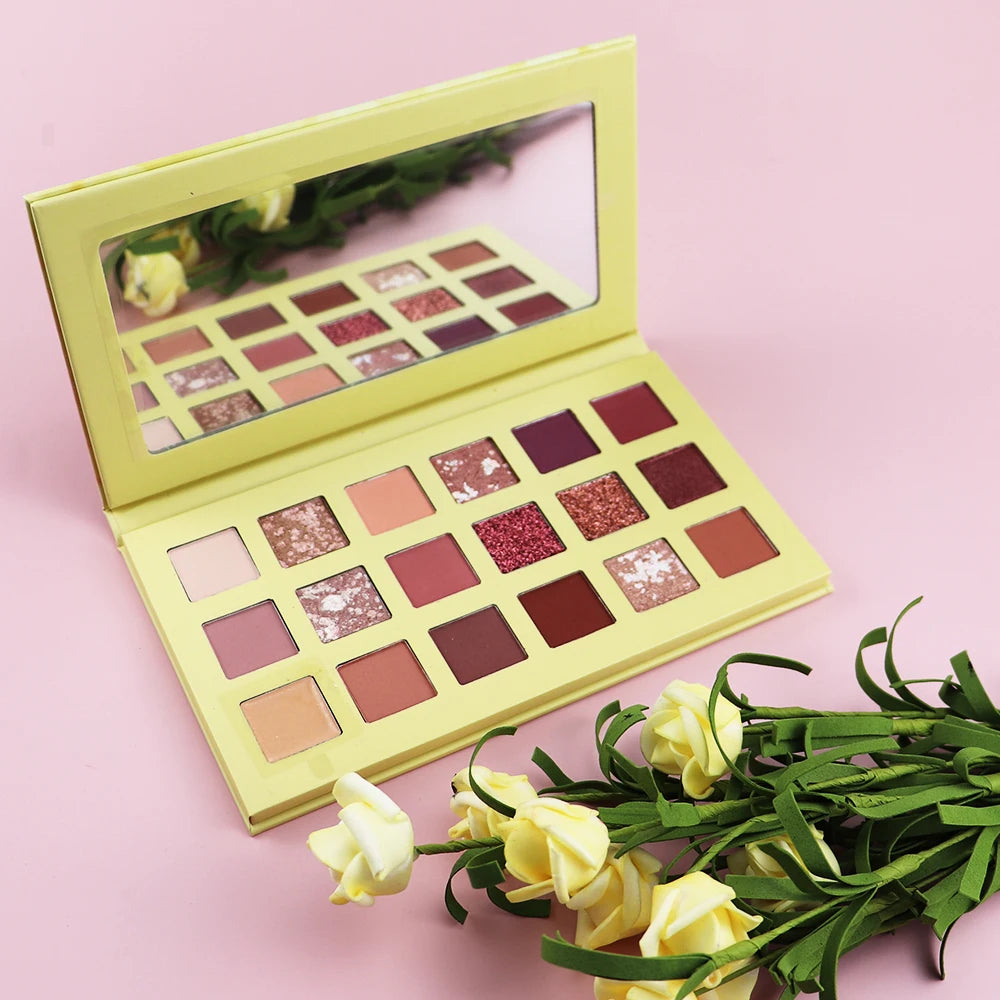 Custom 18 Colors Eyeshadow Palette Matte Shimmer Glitter Neutral Long-Lasting Waterproof Private Label Eye Makeup Cosmetics