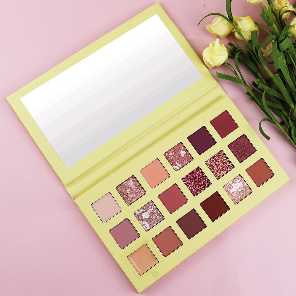 Custom 18 Colors Eyeshadow Palette Matte Shimmer Glitter Neutral Long-Lasting Waterproof Private Label Eye Makeup Cosmetics