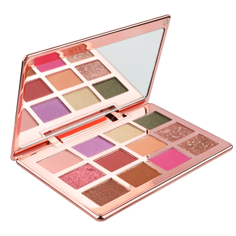 Wholesale 12 Colors Rose Gold Eyeshadow Palette Private Label Vegan Makeup Glitter Eye Powder Make Your Own Custom Eyeshadow