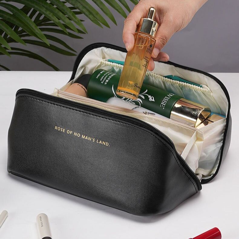 Cross-border High Quality PU Leather Cloud Pillow Cosmetic Bag Large Capacity Portable Cosmetic Case Travel Wash Bag Portable