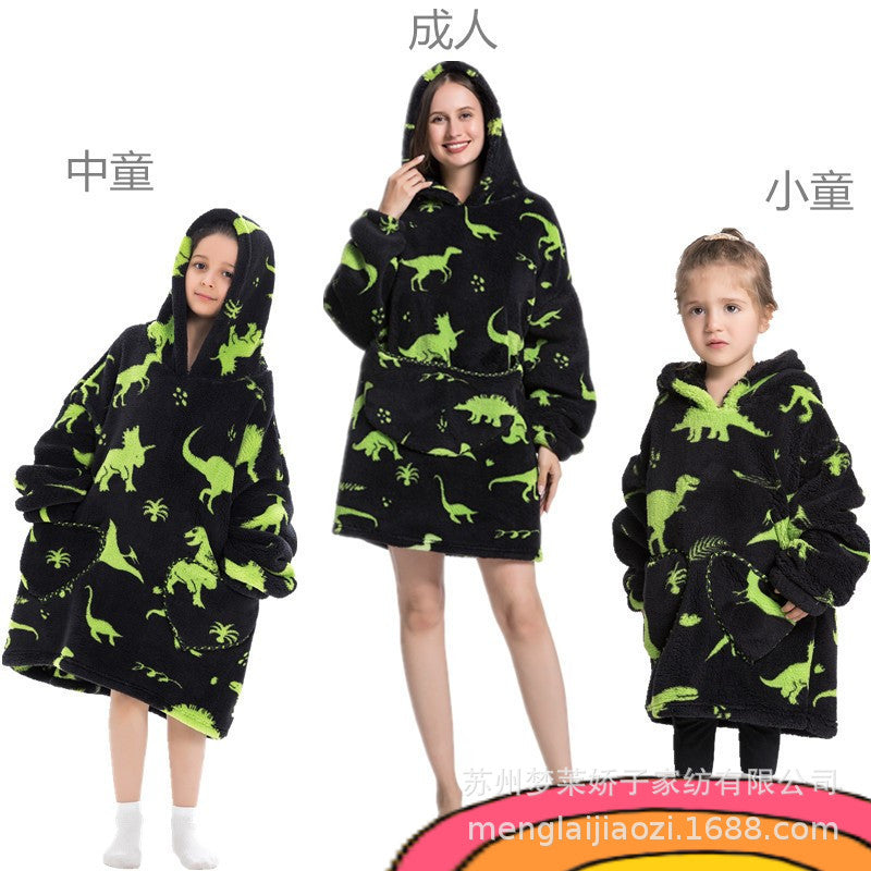 Men's and Women's Home Wear Jackets, Lazy Hooded Sweatshirts, Extended Thickeneded Blankets, Winter Warm and Cold-Proof Clothes, Couple's Nightgowns