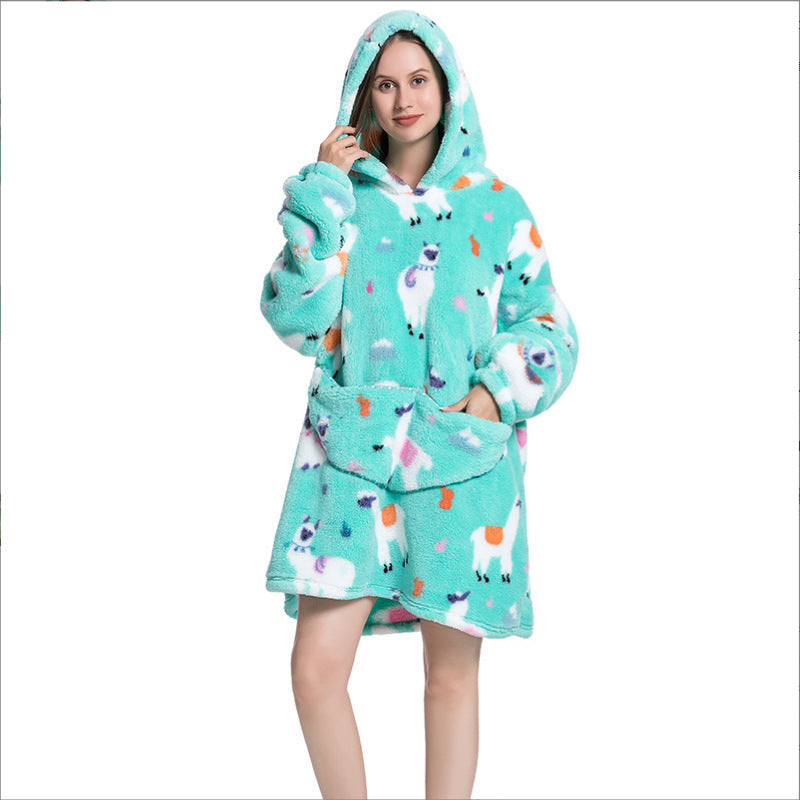 Men's and Women's Home Wear Jackets, Lazy Hooded Sweatshirts, Extended Thickeneded Blankets, Winter Warm and Cold-Proof Clothes, Couple's Nightgowns