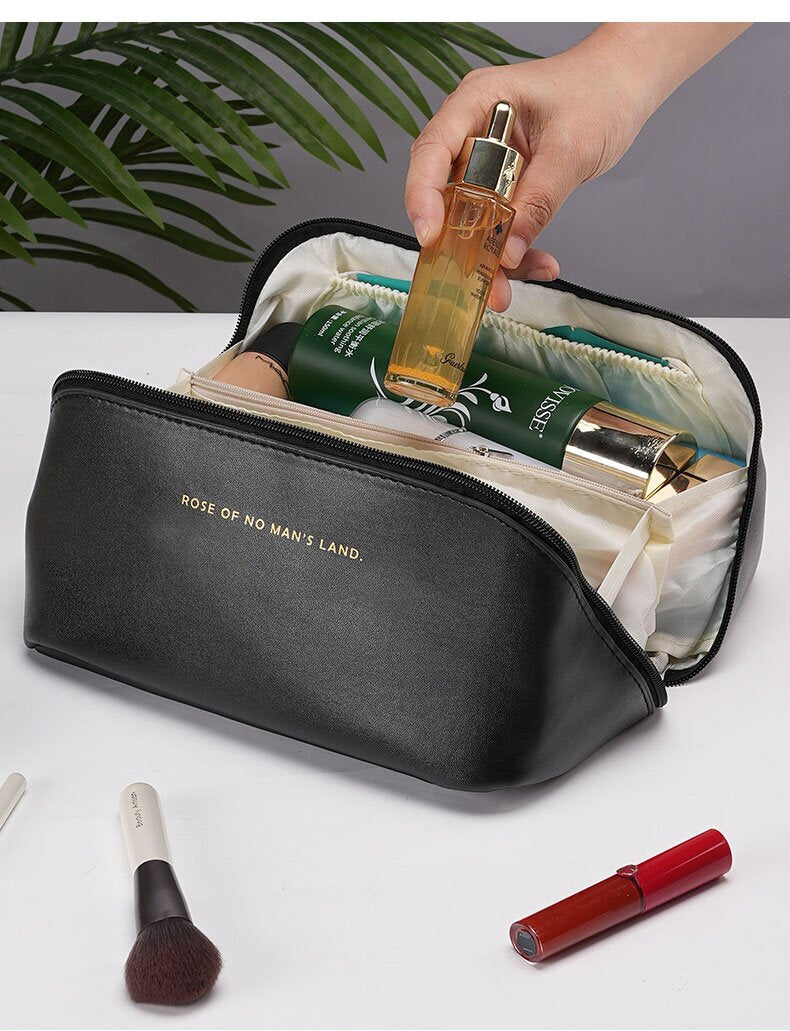 Cross-border High Quality PU Leather Cloud Pillow Cosmetic Bag Large Capacity Portable Cosmetic Case Travel Wash Bag Portable