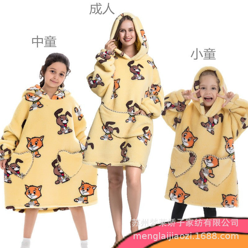 Men's and Women's Home Wear Jackets, Lazy Hooded Sweatshirts, Extended Thickeneded Blankets, Winter Warm and Cold-Proof Clothes, Couple's Nightgowns
