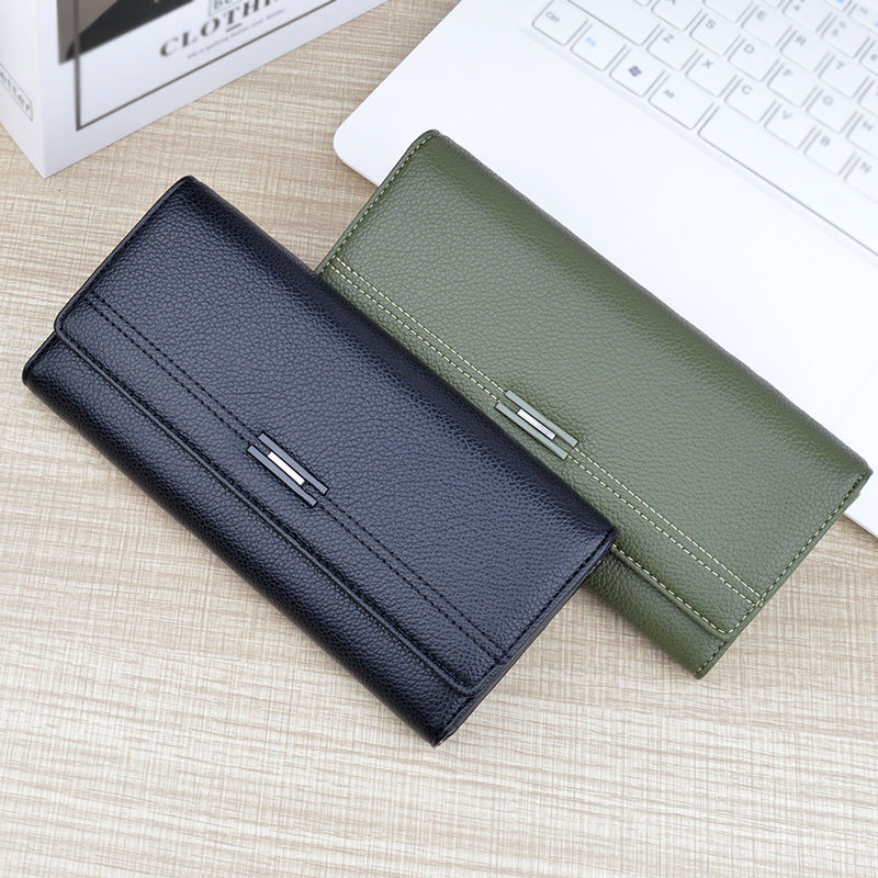 Women's Wallet Women's Long Multi-Card Holder Wallet Soft Wallet Simple Fashionable Large Capacity 3 Folding Clutch Bag