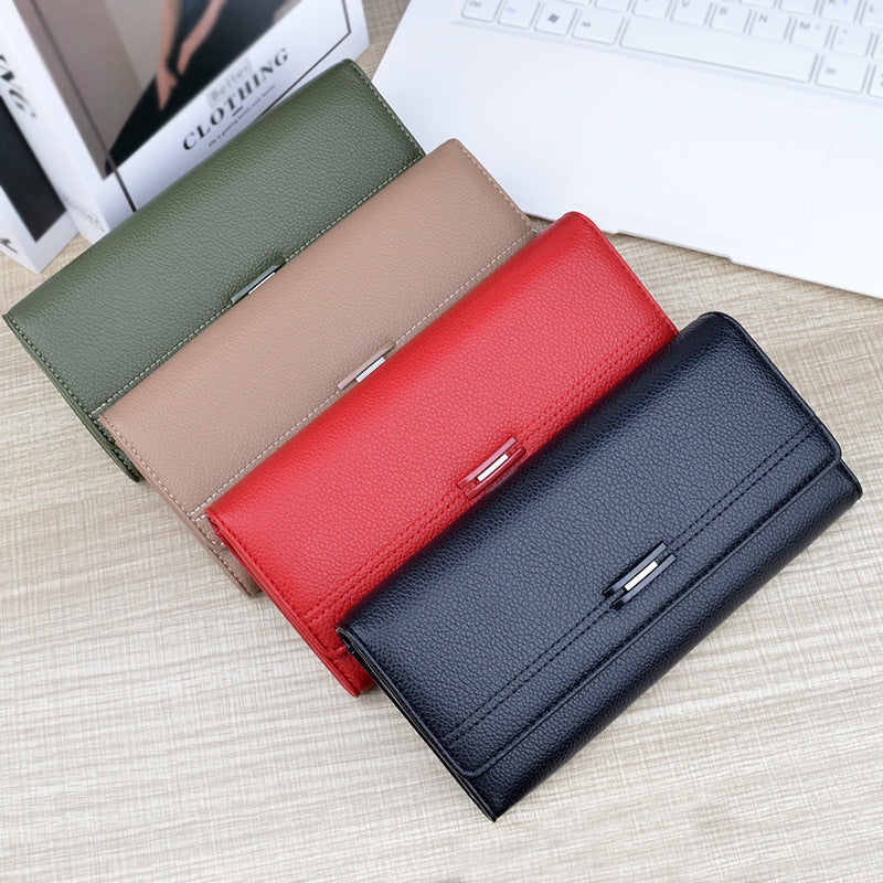 Women's Wallet Women's Long Multi-Card Holder Wallet Soft Wallet Simple Fashionable Large Capacity 3 Folding Clutch Bag