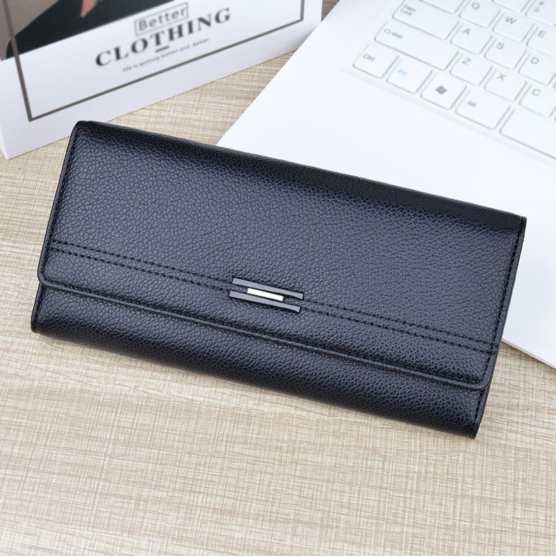 Women's Wallet Women's Long Multi-Card Holder Wallet Soft Wallet Simple Fashionable Large Capacity 3 Folding Clutch Bag