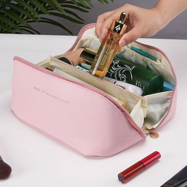 Cross-border High Quality PU Leather Cloud Pillow Cosmetic Bag Large Capacity Portable Cosmetic Case Travel Wash Bag Portable