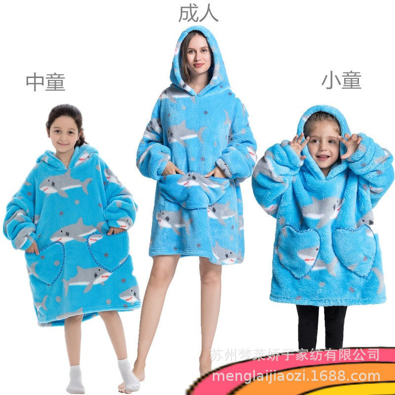 Men's and Women's Home Wear Jackets, Lazy Hooded Sweatshirts, Extended Thickeneded Blankets, Winter Warm and Cold-Proof Clothes, Couple's Nightgowns