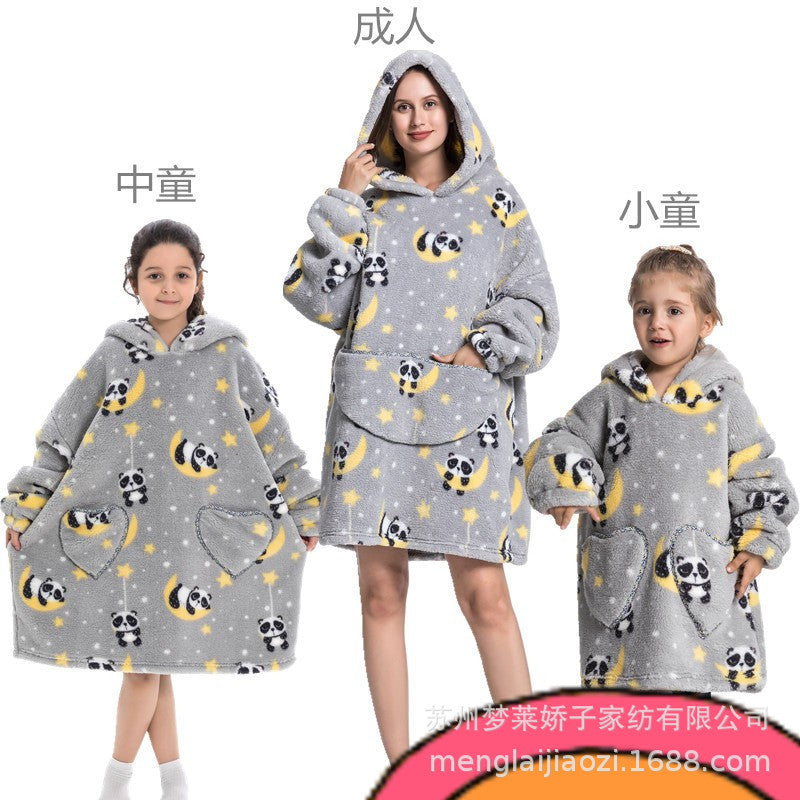 Men's and Women's Home Wear Jackets, Lazy Hooded Sweatshirts, Extended Thickeneded Blankets, Winter Warm and Cold-Proof Clothes, Couple's Nightgowns