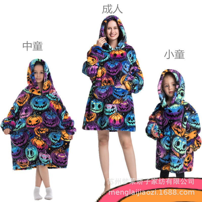 Men's and Women's Home Wear Jackets, Lazy Hooded Sweatshirts, Extended Thickeneded Blankets, Winter Warm and Cold-Proof Clothes, Couple's Nightgowns