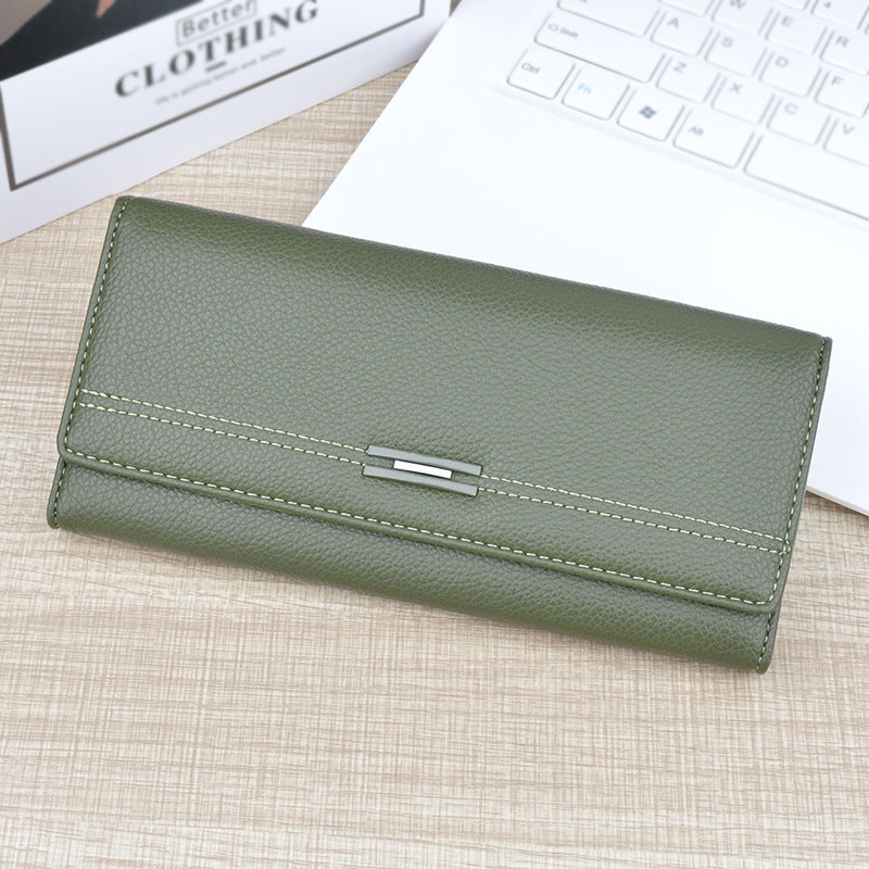 Women's Wallet Women's Long Multi-Card Holder Wallet Soft Wallet Simple Fashionable Large Capacity 3 Folding Clutch Bag