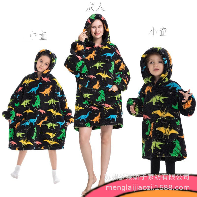 Men's and Women's Home Wear Jackets, Lazy Hooded Sweatshirts, Extended Thickeneded Blankets, Winter Warm and Cold-Proof Clothes, Couple's Nightgowns