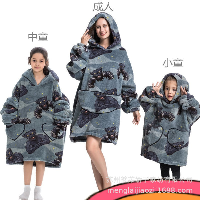Men's and Women's Home Wear Jackets, Lazy Hooded Sweatshirts, Extended Thickeneded Blankets, Winter Warm and Cold-Proof Clothes, Couple's Nightgowns