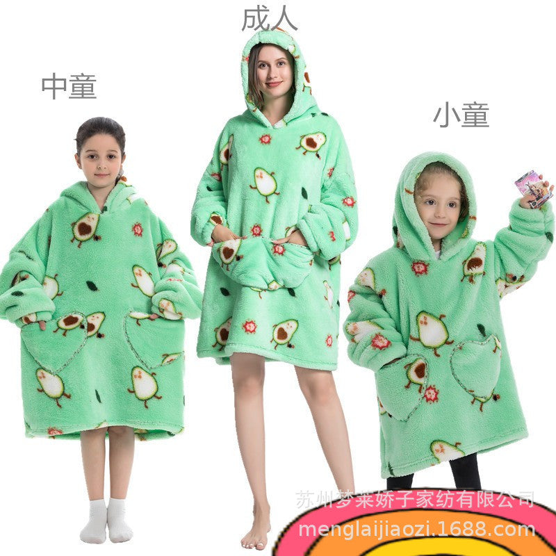Men's and Women's Home Wear Jackets, Lazy Hooded Sweatshirts, Extended Thickeneded Blankets, Winter Warm and Cold-Proof Clothes, Couple's Nightgowns