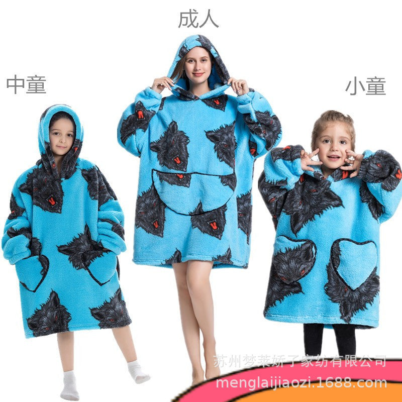 Men's and Women's Home Wear Jackets, Lazy Hooded Sweatshirts, Extended Thickeneded Blankets, Winter Warm and Cold-Proof Clothes, Couple's Nightgowns