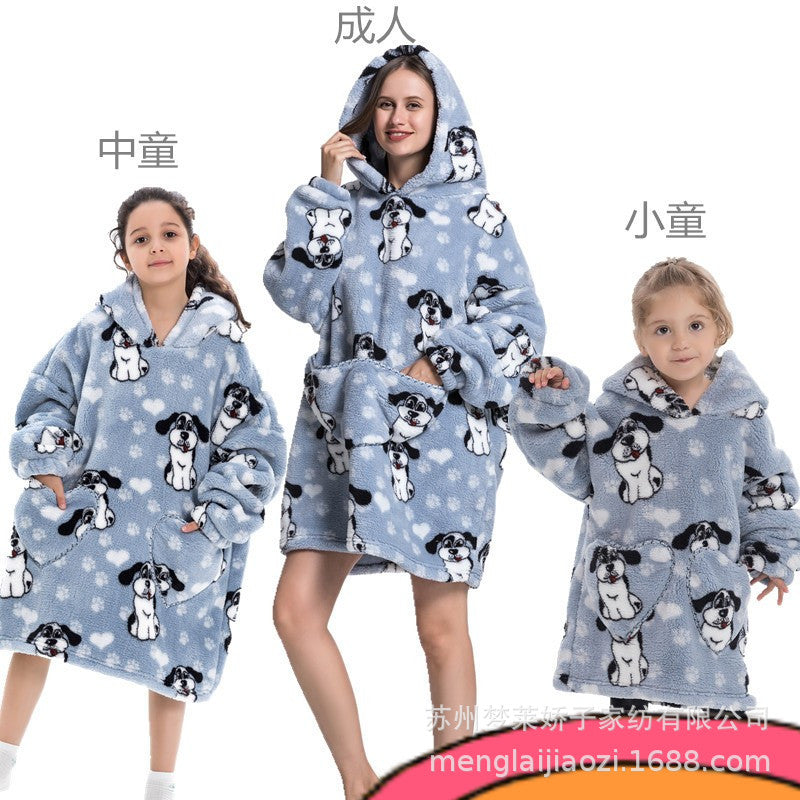 Men's and Women's Home Wear Jackets, Lazy Hooded Sweatshirts, Extended Thickeneded Blankets, Winter Warm and Cold-Proof Clothes, Couple's Nightgowns