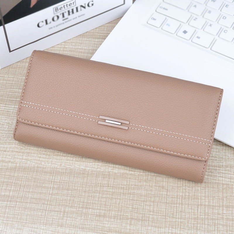 Women's Wallet Women's Long Multi-Card Holder Wallet Soft Wallet Simple Fashionable Large Capacity 3 Folding Clutch Bag