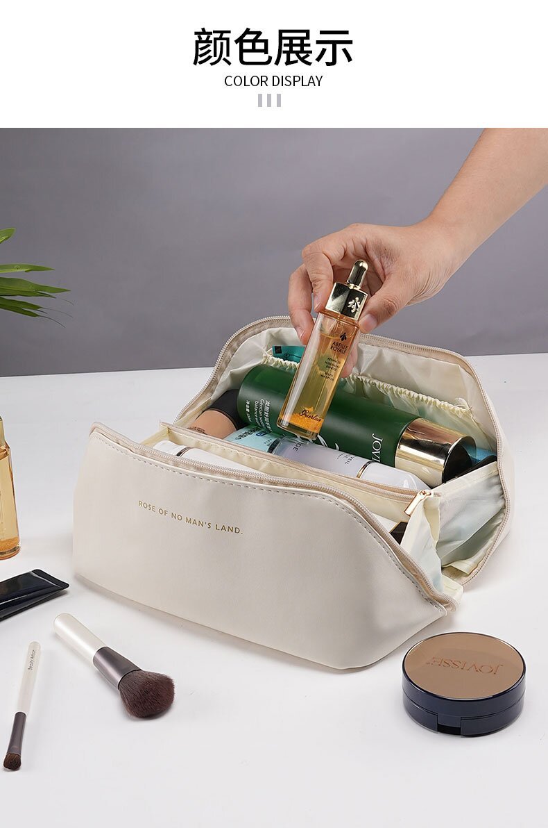 Cross-border High Quality PU Leather Cloud Pillow Cosmetic Bag Large Capacity Portable Cosmetic Case Travel Wash Bag Portable