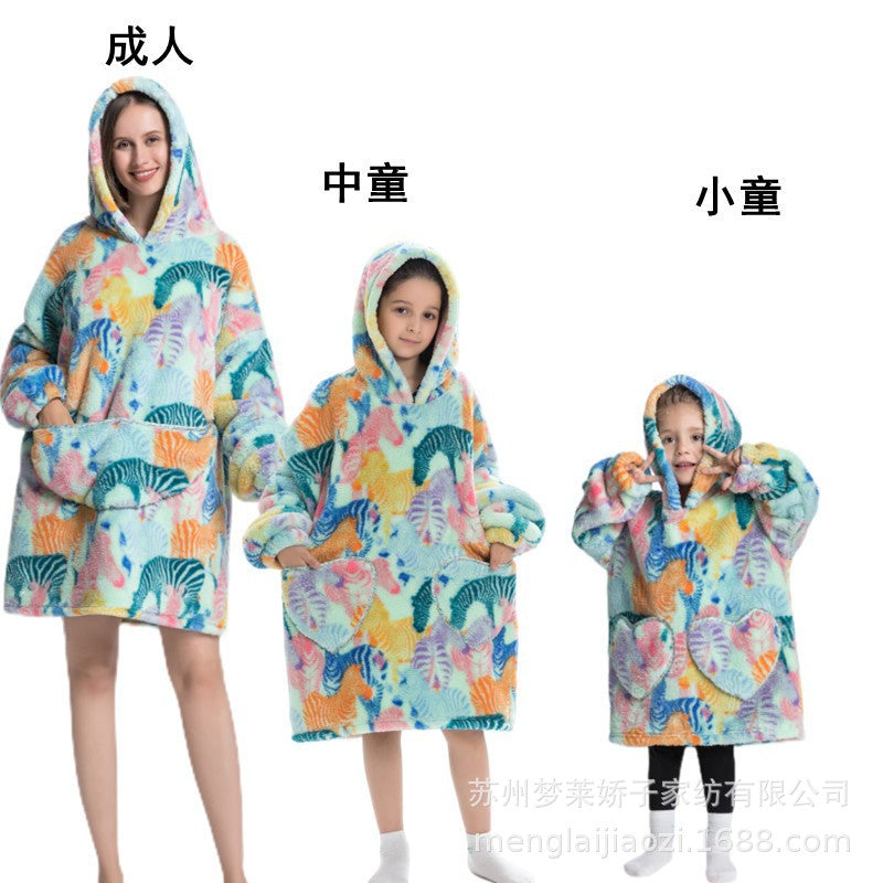 Men's and Women's Home Wear Jackets, Lazy Hooded Sweatshirts, Extended Thickeneded Blankets, Winter Warm and Cold-Proof Clothes, Couple's Nightgowns