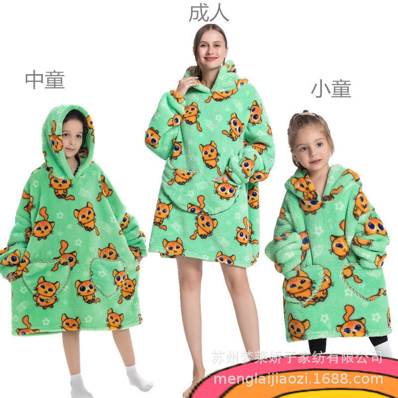 Men's and Women's Home Wear Jackets, Lazy Hooded Sweatshirts, Extended Thickeneded Blankets, Winter Warm and Cold-Proof Clothes, Couple's Nightgowns