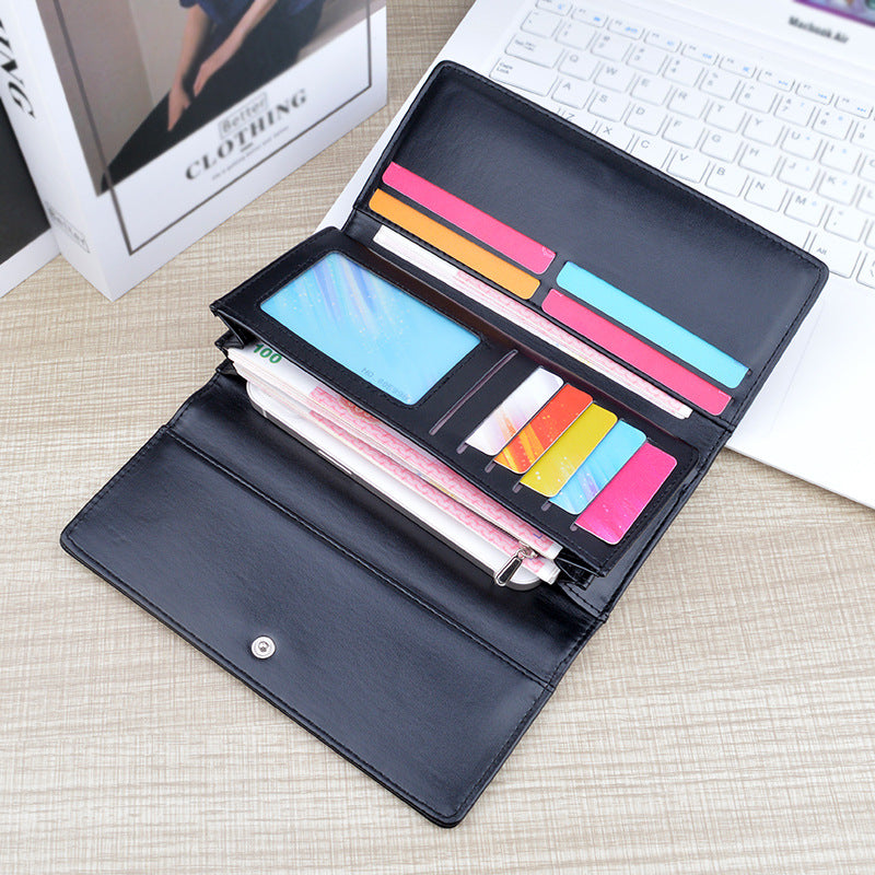 Women's Wallet Women's Long Multi-Card Holder Wallet Soft Wallet Simple Fashionable Large Capacity 3 Folding Clutch Bag