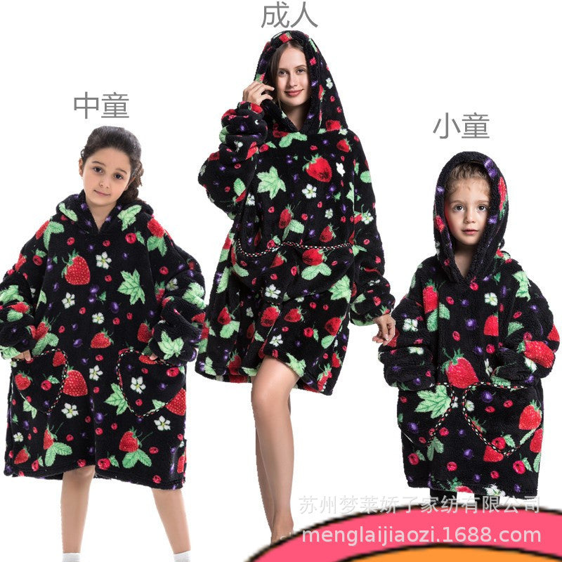 Men's and Women's Home Wear Jackets, Lazy Hooded Sweatshirts, Extended Thickeneded Blankets, Winter Warm and Cold-Proof Clothes, Couple's Nightgowns