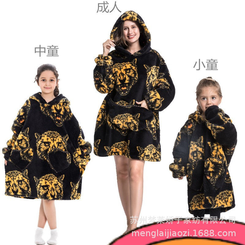 Men's and Women's Home Wear Jackets, Lazy Hooded Sweatshirts, Extended Thickeneded Blankets, Winter Warm and Cold-Proof Clothes, Couple's Nightgowns
