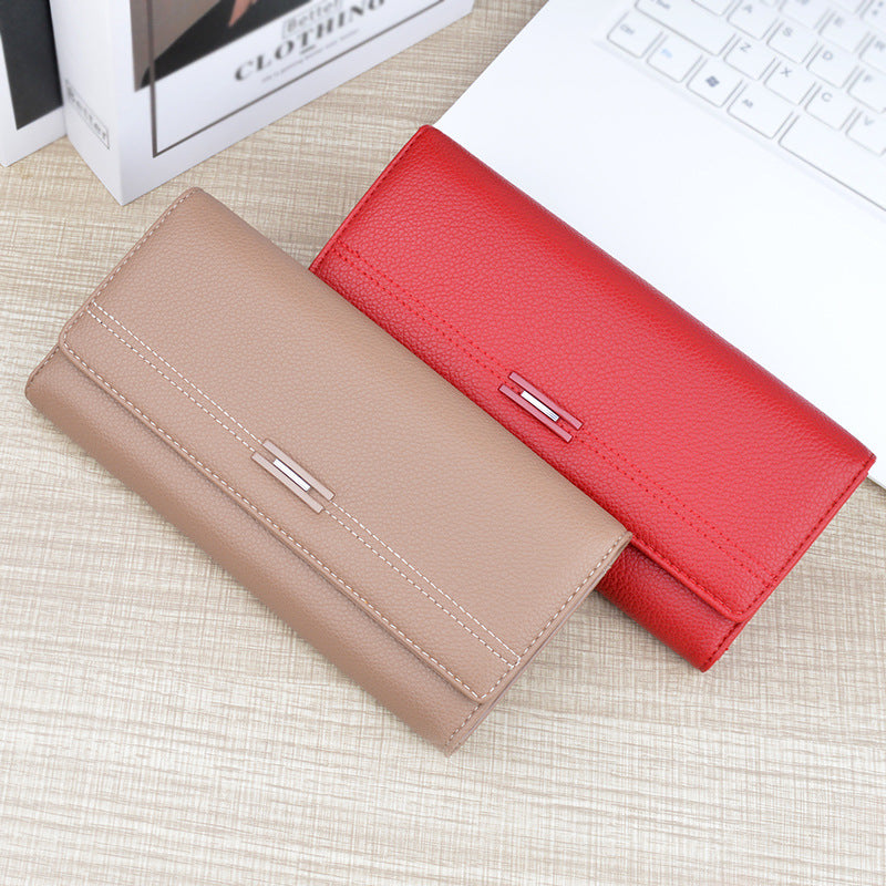 Women's Wallet Women's Long Multi-Card Holder Wallet Soft Wallet Simple Fashionable Large Capacity 3 Folding Clutch Bag