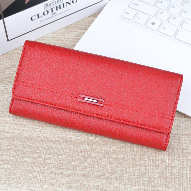Women's Wallet Women's Long Multi-Card Holder Wallet Soft Wallet Simple Fashionable Large Capacity 3 Folding Clutch Bag