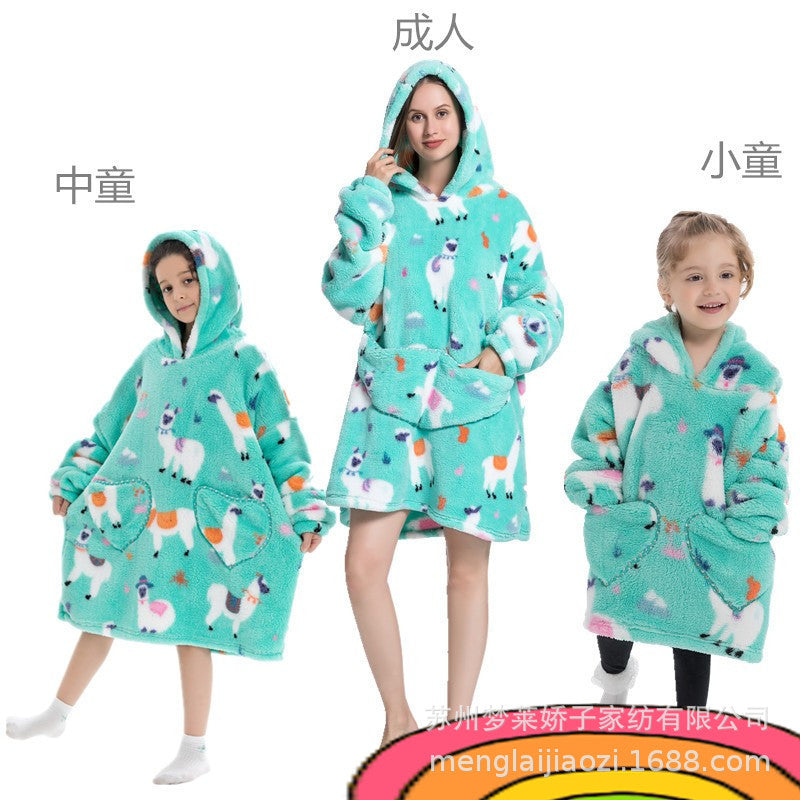 Men's and Women's Home Wear Jackets, Lazy Hooded Sweatshirts, Extended Thickeneded Blankets, Winter Warm and Cold-Proof Clothes, Couple's Nightgowns
