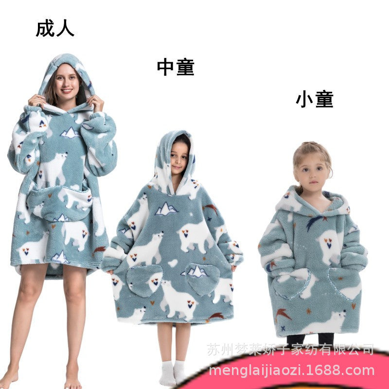 Men's and Women's Home Wear Jackets, Lazy Hooded Sweatshirts, Extended Thickeneded Blankets, Winter Warm and Cold-Proof Clothes, Couple's Nightgowns