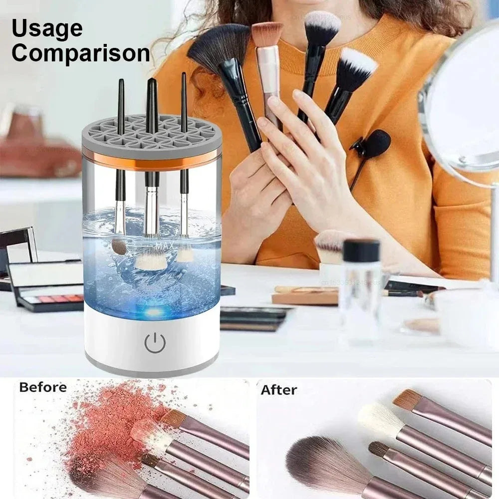 3 In 1 Automatic Electric Makeup Brush Cleaner For Women Quick Dry Spinner Tool Lazy Cleaning Brush Holder Stand