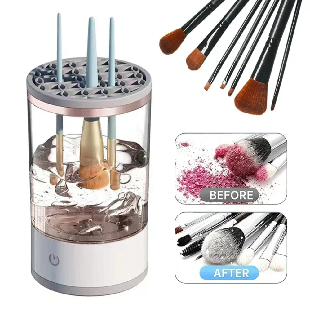 3 In 1 Automatic Electric Makeup Brush Cleaner For Women Quick Dry Spinner Tool Lazy Cleaning Brush Holder Stand